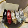 High heels dress shoes designer sandals classic luxurious brand casual woman outside Rhinestone Crystal top quality patty wedding 7cm