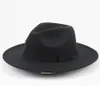 Chapéus de feltro de lã preta retrô para mulheres e homens unissex chapéus de feltro Fedora com arco aba larga chapéus de sol chapéu de desempenho de cúpula 10909263019762