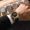 ポーダガルラグジュアリービジネスマンリストウォッチ防水輝く日付週の男性の時計Quartz Clock Leather Men's Watches Reloj 231225