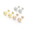 Acier inoxydable B Boucles d'oreilles en diamant célibataire en or rose hommes et femmes boucles d'oreilles pour femme 283f