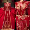 Roupas étnicas Noiva Oriental Lantejoulas Beading Bordados Borlas Cheongsam Brinde Vestido Estilo Chinês Veludo Vestido de Noiva