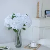Fiori decorativi 5 pezzi Artificiale Hydrangea Flower Silk Bride Bouquet Wedding Home Real Touch Vaso Vase Piante Disposizione