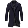 Rapel met een enkele borsten Lange jas jas mode herfst winter casual overjas plus size trench heren en jassen vaste kleur 231222