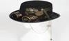 Chapéu steampunk com óculos, vintage, masculino, preto, gótico, dia das bruxas, feminino, correntes fedora, elegante, roupa de cabeça, fantasia, festa 2204021541807