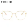 Lunettes de soleil Feishini Anti Blue Light Lunettes Filtre de blocage Réduit les lunettes Métal Strain Clear Gaming Ordinateur Femmes Surdimensionné