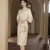 Vêtements ethniques littéraires rétro artistiques slim fit cheongsam femmes doucement élégant tempérament traditionnel chinois robe automne plus taille qipao