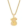 Pendant Necklaces US Dollar Money Bag High Quality Cubic Zirconia Iced Out Gold Chains For Men's Hip Hop Necklace Jewelry Gif234r