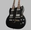 Factory Relic Black 12 et 6 String Slash 1275 Double Neck Electric Guitar Split Paralallogrod Mosaic 258