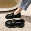 Dress Shoes Metal buckle British small leather shoes for women and bean Korean version new single shoe children's JK
