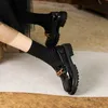 Scarpe eleganti di classe Donna Stile britannico Piede Pelle Singolo Nero Piccolo Autunno Inverno Con suola spessa Jk