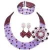 Orecchini di collana impostati alla moda blu reale e giallo perle di cristallo perle nigeriane perle africane perle per le donne