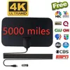 Antenas Antenas Antena de TV 4K 8K 25DB Alto ganho HD TV DTV Box Digital EU Plug 5000 Miles Booster Ativo Interior Aerial Flat Design TV Rece