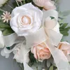 Dekorativa blommor Yan Portable Coral Wedding Buquets för brud Bridal Bouquet Corsage and Boutonniere Kit Rustic Decoration