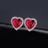 JPalace Heart Created Ruby Stud Earrings 925 Sterling Silver Earrings For Women Gemstones Korean Earings Fashion Jewelry 200923219p