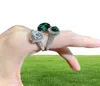 Threestone Finger Fing Ring Drop Drop Emerald CZ 925 Sterling Silver Party Band Band Band for Women Promise Breating Bridting Jewelry4979970