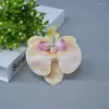 Flores decorativas 9cm artificial pequeno látex phalaenopsis orquídea orquídea flor cabeça diy casamento natal tiro acessórios acessórios