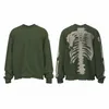 Herrtröjor 23SS Vintage Loose Kapital Skeleton Bentröja Män Kvinna 1: 1 Högkvalitativ Crewneck Green Sweatshirts