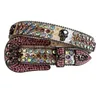 Wtern Cowboy Bling Rhinton Belt Skull Conchos Studded Belt Three Removable Buckle for Women and Men4882356