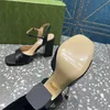 Högklackad designer Strappy Sandals Block Heel Luxury Lady Dress Classics Fashion Dinner Party Club Women Heels