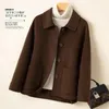 Outono inverno casaco feminino curto jaqueta de lã coreano único breasted bolso camelo preto bege cashmere outerwear feminino 231225