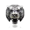 Nouvelle mode rétro Tiger Head Male Ring Creative Animal Zodiac Alloy Ring Band Men's Ring Party Bielry266k