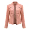 Faux Leather Jacket Women Spring Autumn Moto Biker Zipper Fashion in Outerwears Black Brown Red Pink Coffee XS 231225