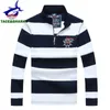 Tace Shark Brand Shark Wide Stripes broderie rouge à manches longues Polo Tops Men de mode décontractés vêtements Business 231222