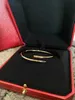 Pulseira dourada de ouro unhas finas esterlina prata hole hollow bracelete 16-18cm Diamond Woman Designer T0P Reproduções oficiais de qualidade 18K premiumm0aa