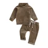 2023 06 19 Lioraitiin 0 4Years Toddler Baby Boy Girl 2pcs Fally Strój Pioszy Pluszowa bluza z długim rękawem Solidne spodnie 231225