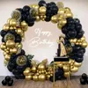 Kit d'arche de guirlande de ballons noirs dorés, confettis en latex, décoration de fête d'anniversaire de 30, 40, 50 ans, 30e anniversaire, 231225