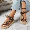 Sandals Shoes for Women 2023 One Kick Women's Summer Rome Wow Tie lagola Leopard Beach Casual Beach Flat Great Size