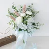 Decorative Flowers Yan White Spring Wedding Bouquets For Bride Bridesmaid Artificial Rose Bridal Bouquet Country Boho Decoration