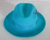 MEN039S FASION FEDORAS WOOL CAP MALE Lake Blue Jazz Classic Light Fedora Hat Godfather Cowboy B8119 Wide Brim Hats2298313