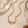 Colliers pendants Minar Hollow Paperclip Chaîne Imitation Perle Chokers For Women 18K Real Gold plaqué en laiton