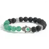 Strand Oaiit 8 mm Green Dongling Chalcedony Natural Stone Bracelet femelle Volcanic Fatima Meditation de guérison bijoux