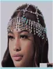 Bröllopsmycken på handgjorda Tassel Rhinestone Bridal Chain Hair Jewelry Hat For Women Crystal Poew Piece Flapper Cap Head B8868405