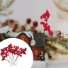 Fiori decorativi 10 pezzi steli di bacche rosse artificiali raccoglitori di Natale rami di agrifoglio ramoscelli di bacche per ghirlande di alberi