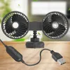 Electric Fans Auto Cooling Fan USB Charging Electric Car Circulator Dual Head Mini Car Fan Cooler 360 Degree Rotation for Auto Sedan Mini Van YQ231225