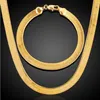 Mężczyźni kobiety Hip Hop punk 18k prawdziwe złoto plisowane 7 10 mm mody grube łańcuch węża bransoletki naszyjniki
