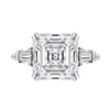 Vecalon Engagement Promise Ring 925 Sterling Silver Asscher Coup 6CT 5A CZ BALLES DE MEADURE DE LURXE ANNE