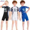 set Dive Sail UPF 50+ Maillot de bain une pièce pour enfants à manches courtes Plage Plongée Peau Anti UV Rash Guard Lycra Maillots de bain pour fille garçon Zip Back