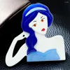 Brooches Design Cartoon Long Hair Girl Figure Acrylic Brooch Pins For Women Lapel Badges Bag Decorations Party Dress Jewelry