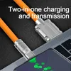 USB-A till USB-C Liquid Silicone Cable 120W 6A Super Fast Charge PD Typ C Cord Ultra Soft USB2.0 Data Orange Cable Fast Charge For Laptop Tablet Telefon