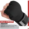 ترس واقية ملاكمة يدوية التفاف القفازات الداخلية نصف إصبع قفاز للهلام من أجل Muay Thai MMA Kickboxing فنون الدفاع عن النفس.