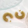 Hoop Earrings Trendy High Quality Stainless Steel Stylish 18k Gold Plated Twisted Spiral Ear Stud Jewelry Anti Allergic