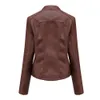 Women Fashion Lace-up Leather Jacket Slim Fit Spring Autumn Motorcycle Zipper Jacket 231222