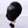 Suppev sttdio real renard fur fur women's russe russe ushanka trappeur de ski de ski chaps-odire Bomber Silver Fox Fur Fur Hat 231222