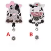 Mignon Key Ring Animal Cow Rhingestone Retractable ID Holder pour infirmier nom accessoires badge bobine avec alligator clip306o