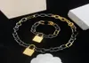 Luxury Lock Chain Necklace Letter Metal Links Bracelet Interlocking Locks Necklaces Women Jewelry Sets With Gift Box3865495