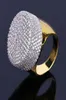 Mens Hip Hop Gold Ring Jewelry Fashion Iced Out High Quality Gemstone Simulation Diamond Rings For Men1624157